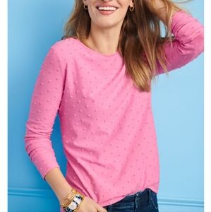 Talbots Long Sleeve Crewneck Tee - Textured Dot